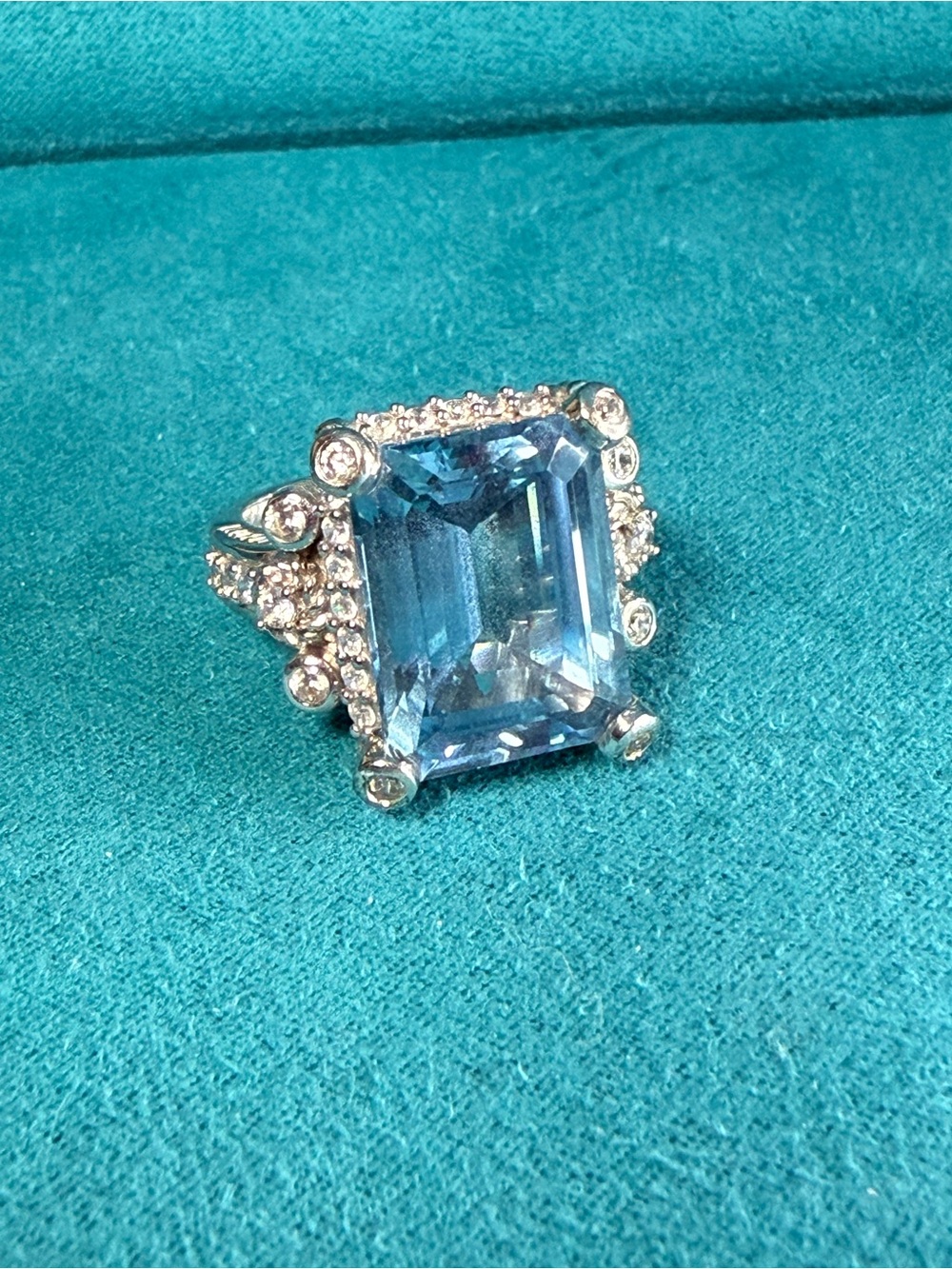 Judith Ripka Sterling Silver Blue Topaz & CZ Ring - Picture 6 of 13